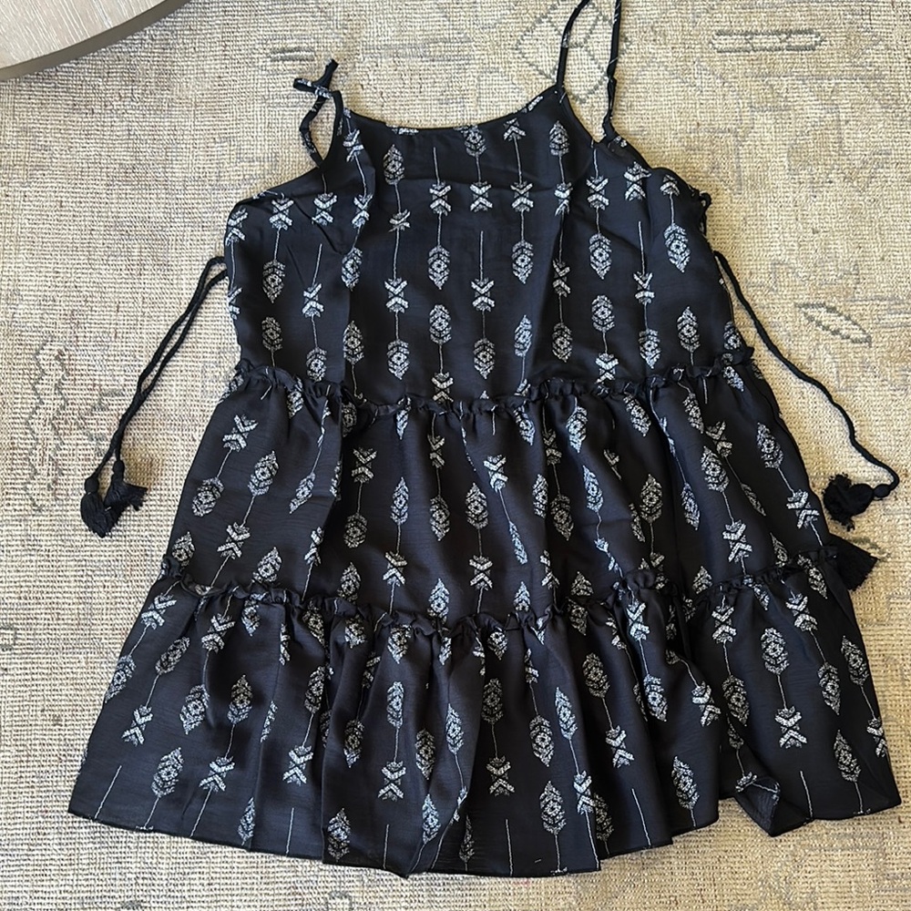 Black and White Tiered Ruffled Mini Sundress